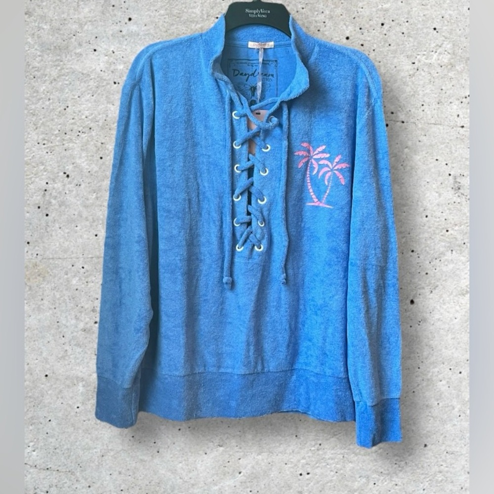 NWT Daydream Nation Tiki Lace Up French Terry Pullover